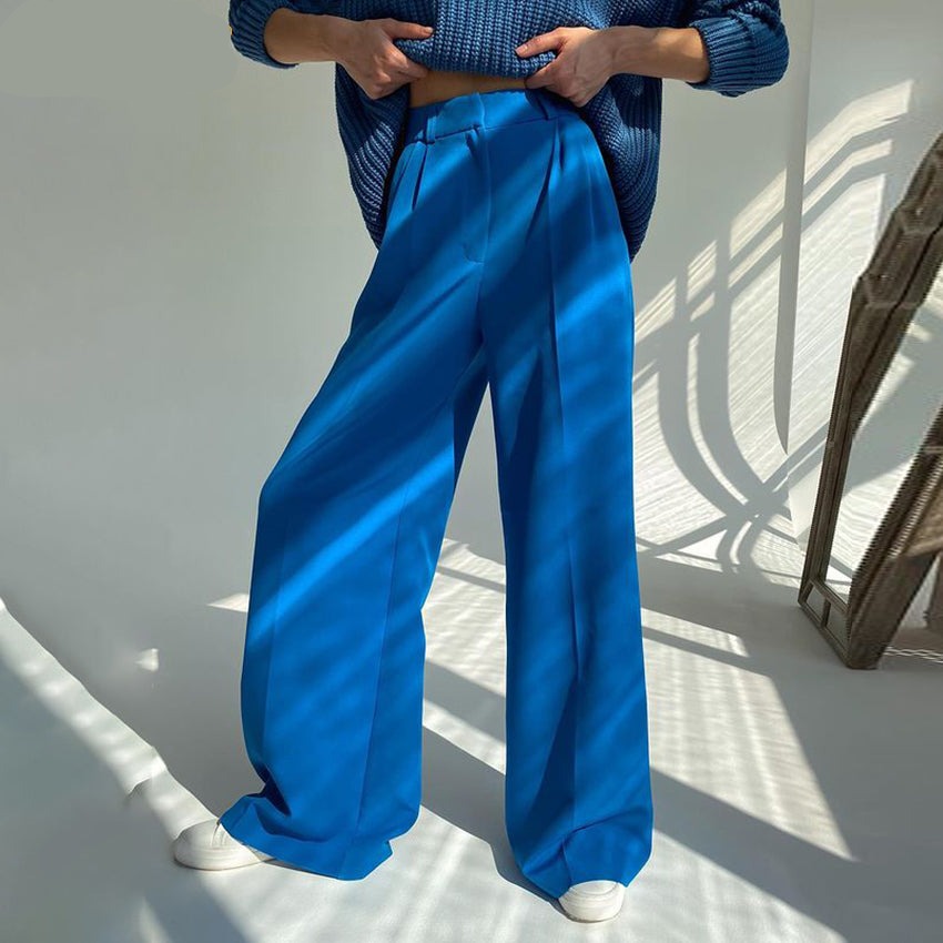 Calça Pantalona Alfaiataria Azul